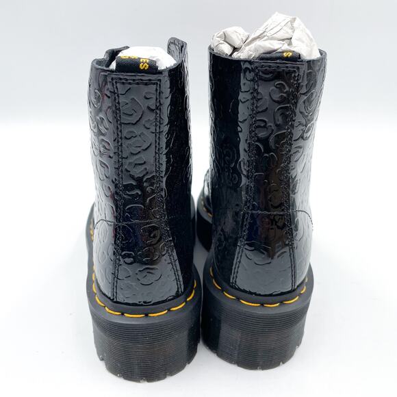 Dr Martens Sinclair Boots Black Platform Leopard Emboss Patent Leather Zip Sz 7 - Picture 7 of 10
